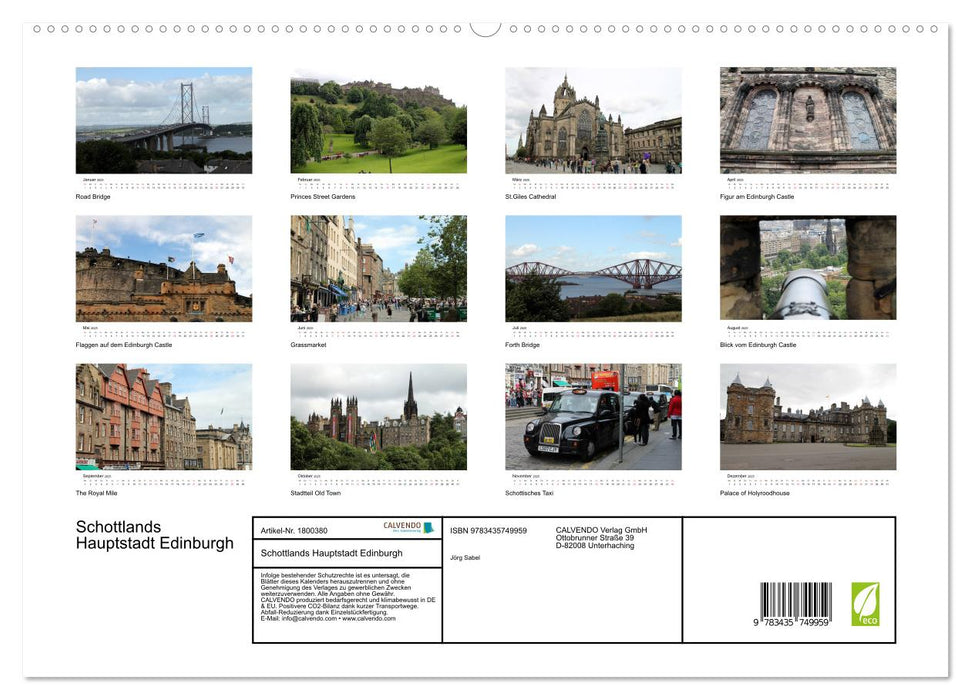 Schottlands Hauptstadt Edinburgh (CALVENDO Premium Wandkalender 2025)