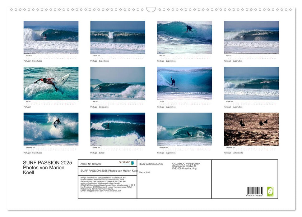 SURF PASSION 2025 Photos von Marion Koell (CALVENDO Wandkalender 2025)