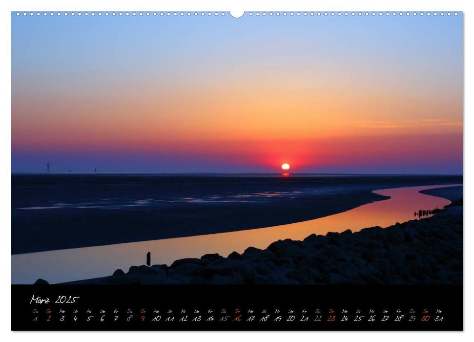 Sonnenuntergänge an der Nordseeküste (CALVENDO Premium Wandkalender 2025)