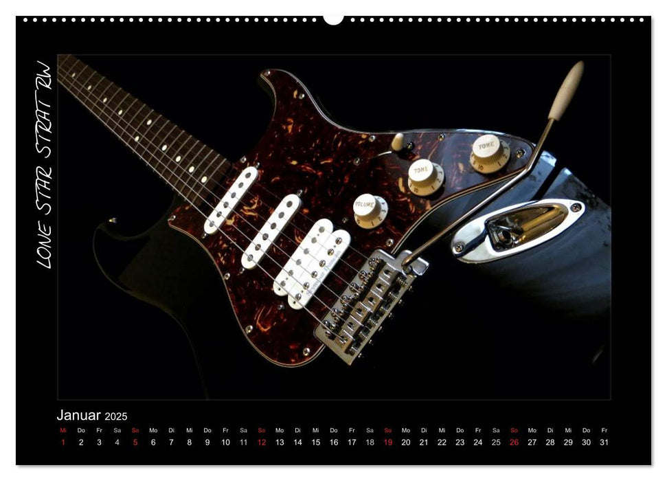 ROCKGITARREN in Szene gesetzt (CALVENDO Premium Wandkalender 2025)