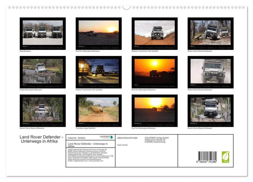 Land Rover Defender - Unterwegs in Afrika (CALVENDO Premium Wandkalender 2025)