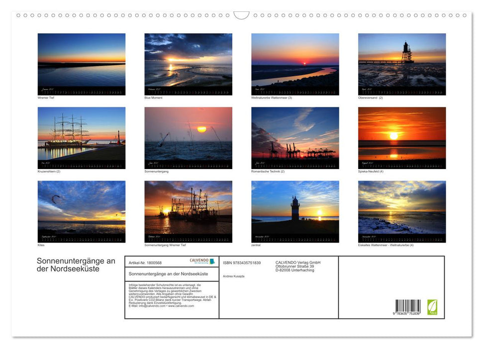 Sonnenuntergänge an der Nordseeküste (CALVENDO Wandkalender 2025)