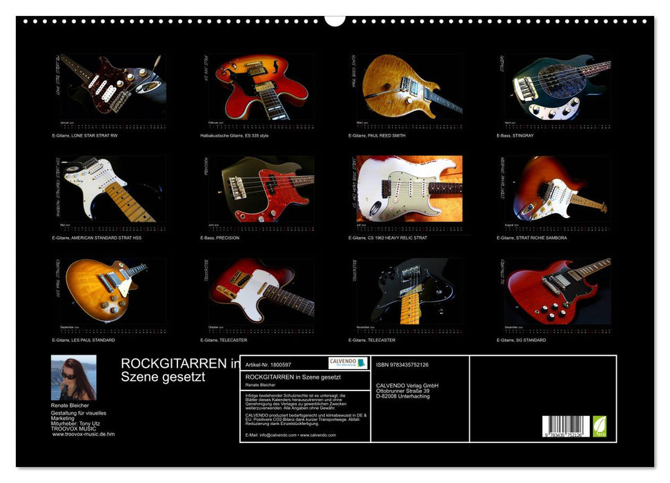 ROCKGITARREN in Szene gesetzt (CALVENDO Wandkalender 2025)