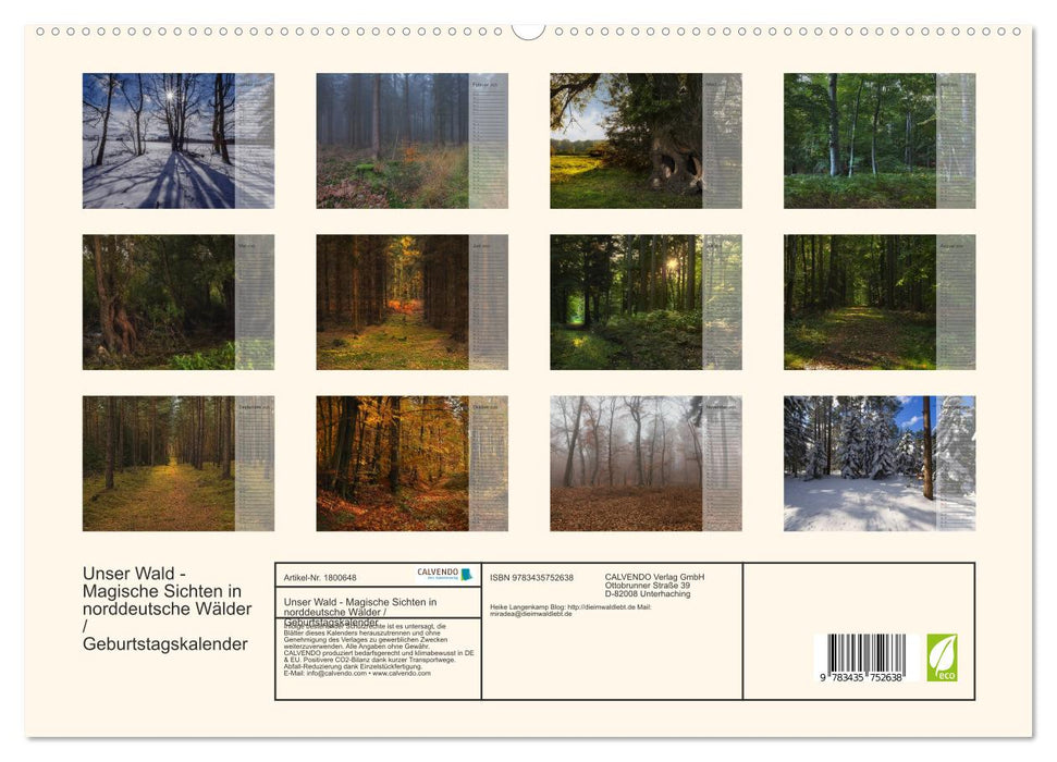 Unser Wald - Magische Sichten in norddeutsche Wälder / Geburtstagskalender (CALVENDO Premium Wandkalender 2025)