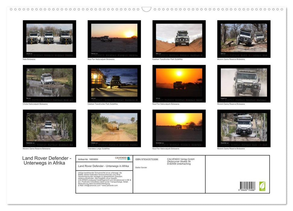 Land Rover Defender - Unterwegs in Afrika (CALVENDO Wandkalender 2025)