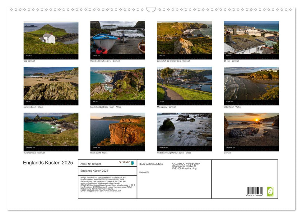 Englands Küsten 2025 (CALVENDO Wandkalender 2025)