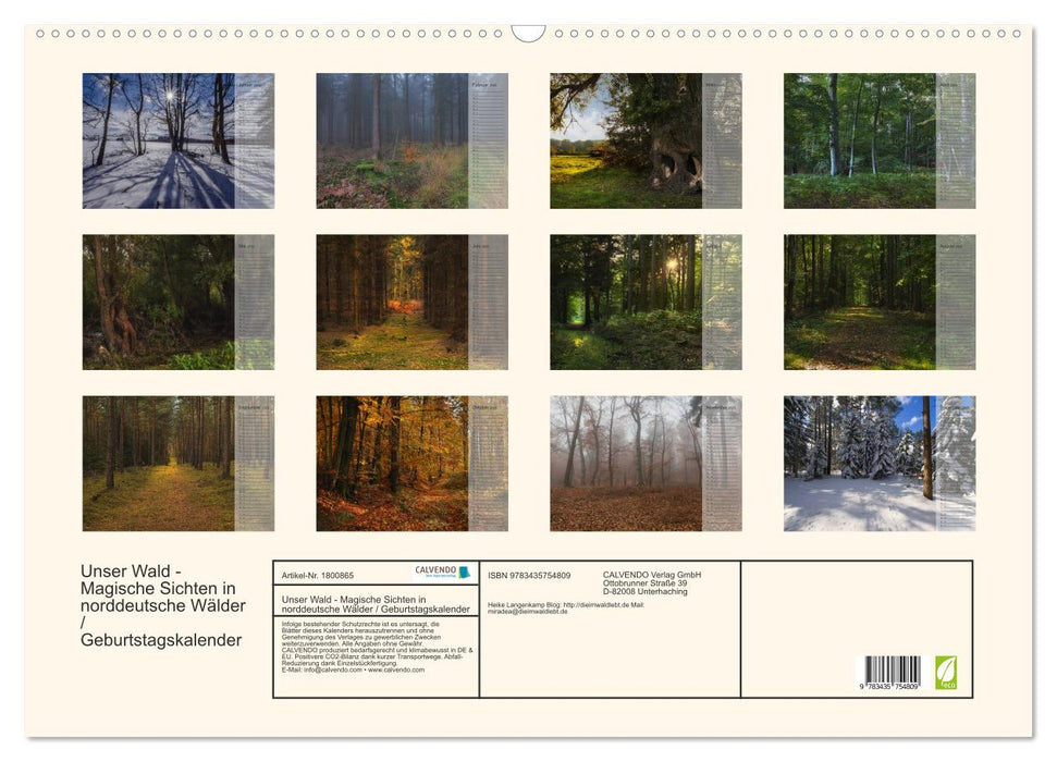 Unser Wald - Magische Sichten in norddeutsche Wälder / Geburtstagskalender (CALVENDO Wandkalender 2025)