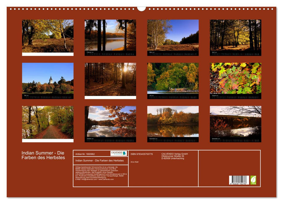 Indian Summer - Die Farben des Herbstes (CALVENDO Wandkalender 2025)