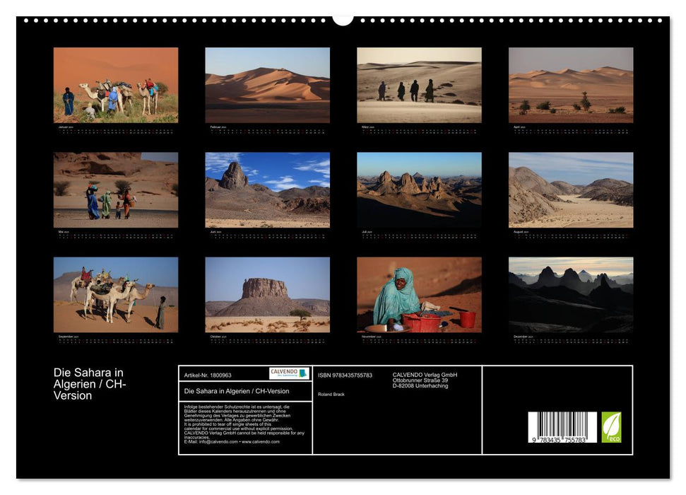 Die Sahara in Algerien / CH-Version (CALVENDO Premium Wandkalender 2025)