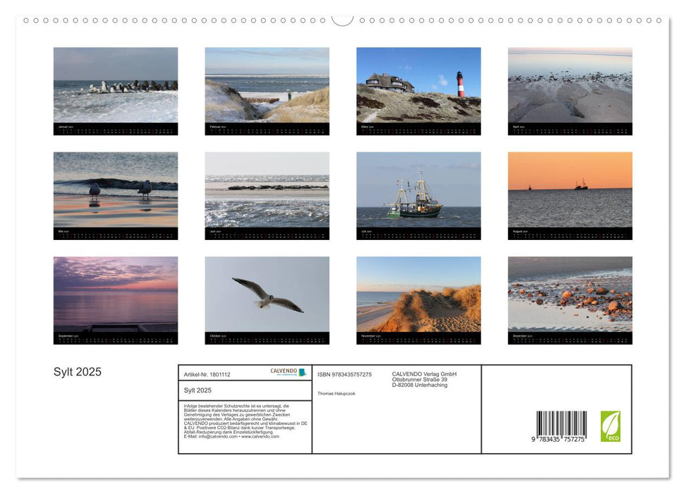 Sylt 2025 (CALVENDO Premium Wandkalender 2025)