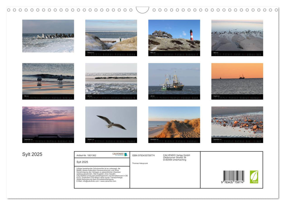 Sylt 2025 (CALVENDO Wandkalender 2025)