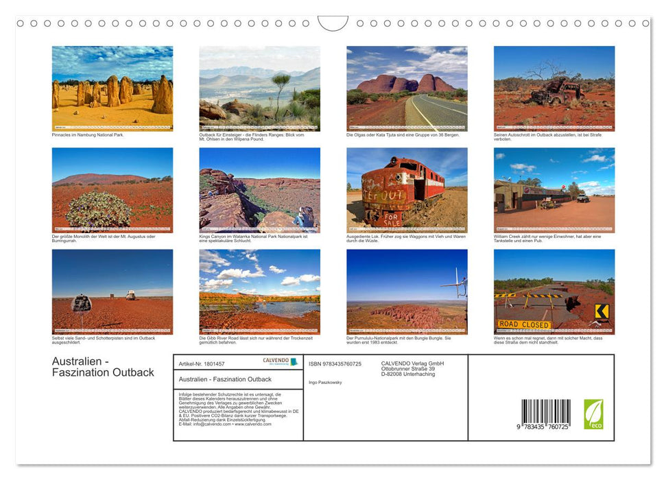 Australien - Faszination Outback (CALVENDO Wandkalender 2025)