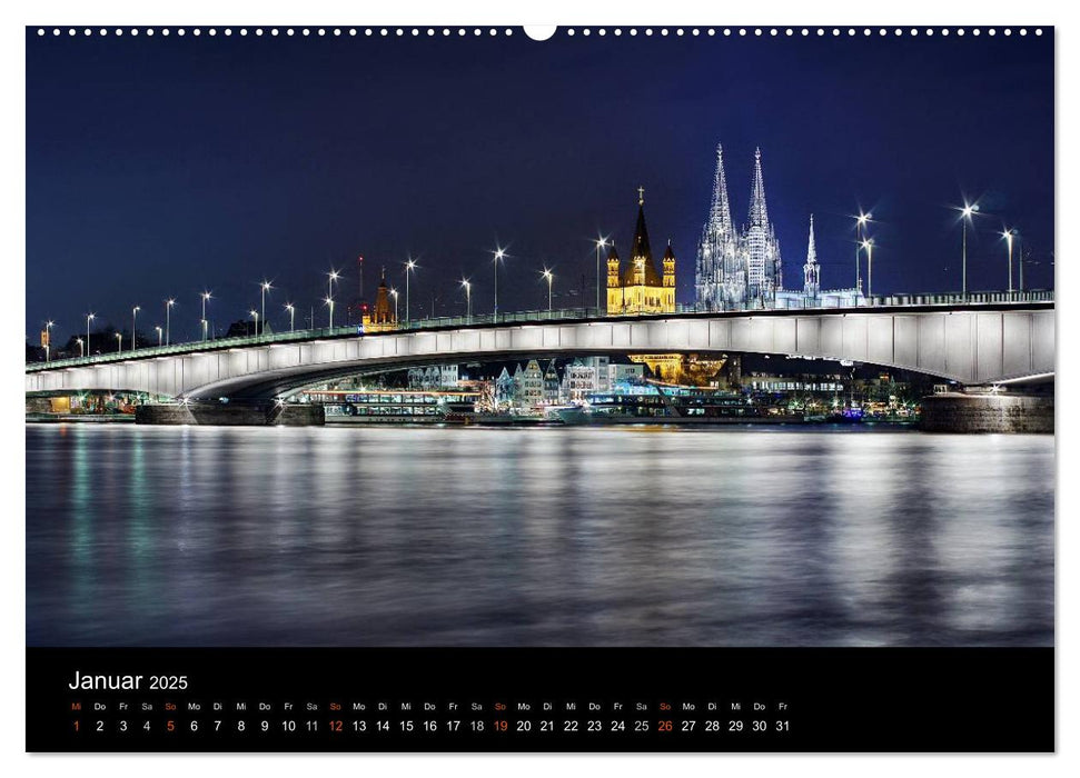 köln dunkel bunt - Die Stadt in anderem Licht! (CALVENDO Premium Wandkalender 2025)