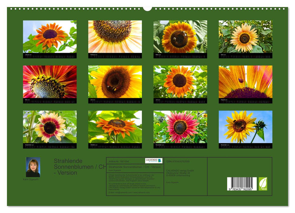 Strahlende Sonnenblumen / CH - Version (CALVENDO Premium Wandkalender 2025)