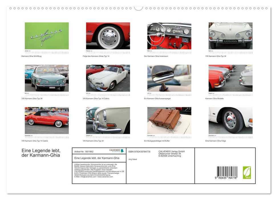 Eine Legende lebt, der Karmann-Ghia (CALVENDO Premium Wandkalender 2025)