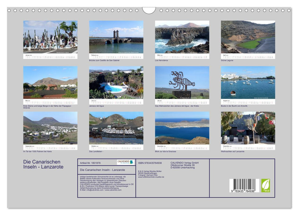 Die Canarischen Inseln - Lanzarote (CALVENDO Wandkalender 2025)