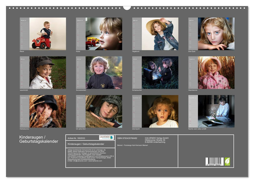 Kinderaugen / Geburtstagskalender (CALVENDO Wandkalender 2025)