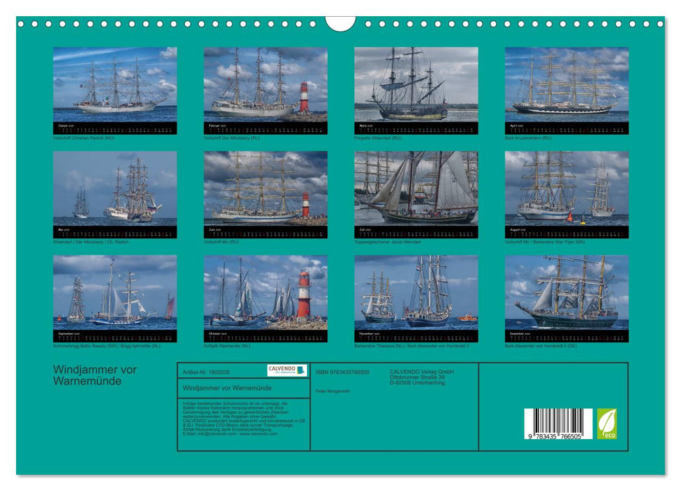 Windjammer vor Warnemünde (CALVENDO Wandkalender 2025)