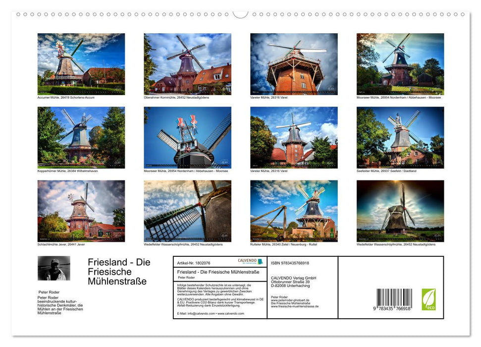 Friesland - Die Friesische Mühlenstraße (CALVENDO Premium Wandkalender 2025)