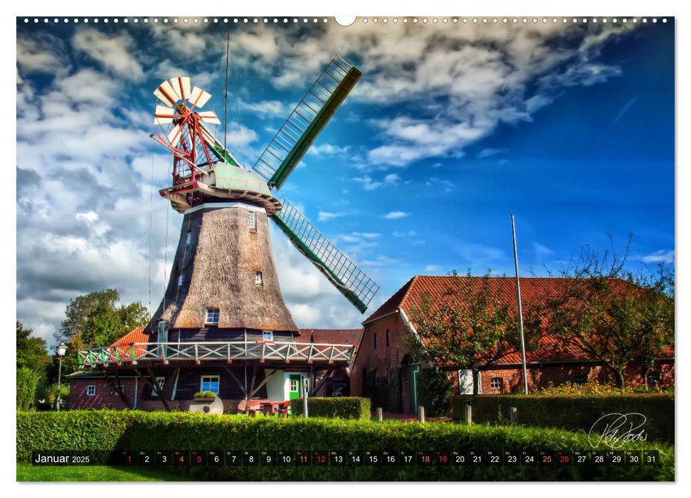 Friesland - Die Friesische Mühlenstraße (CALVENDO Premium Wandkalender 2025)