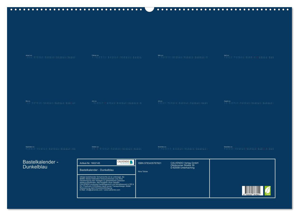 Bastelkalender - Dunkelblau (CALVENDO Wandkalender 2025)