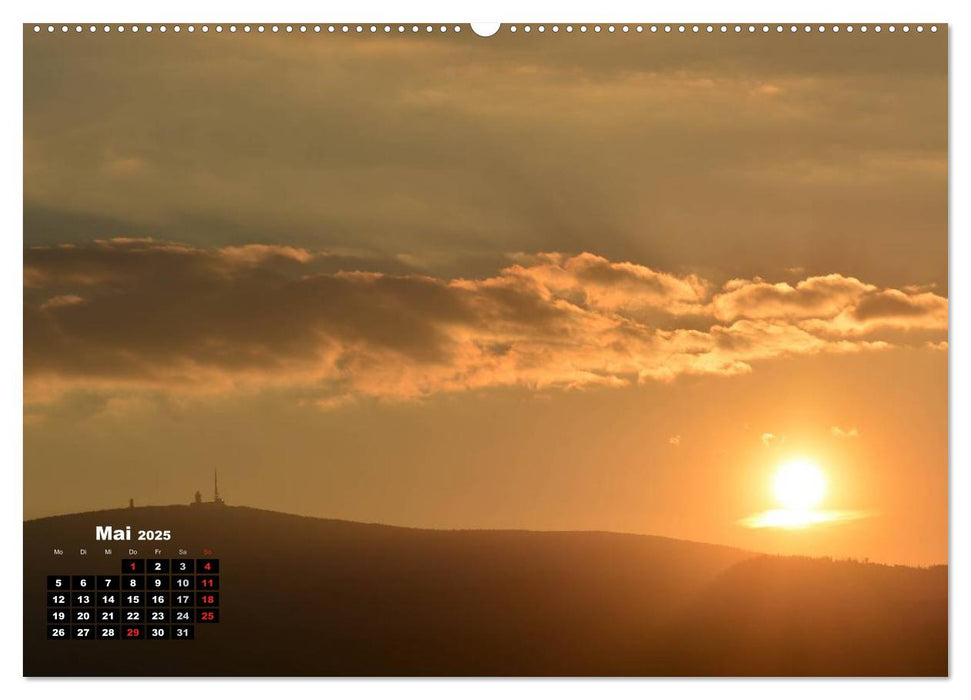 Der Brocken im Abendrot (CALVENDO Premium Wandkalender 2025)