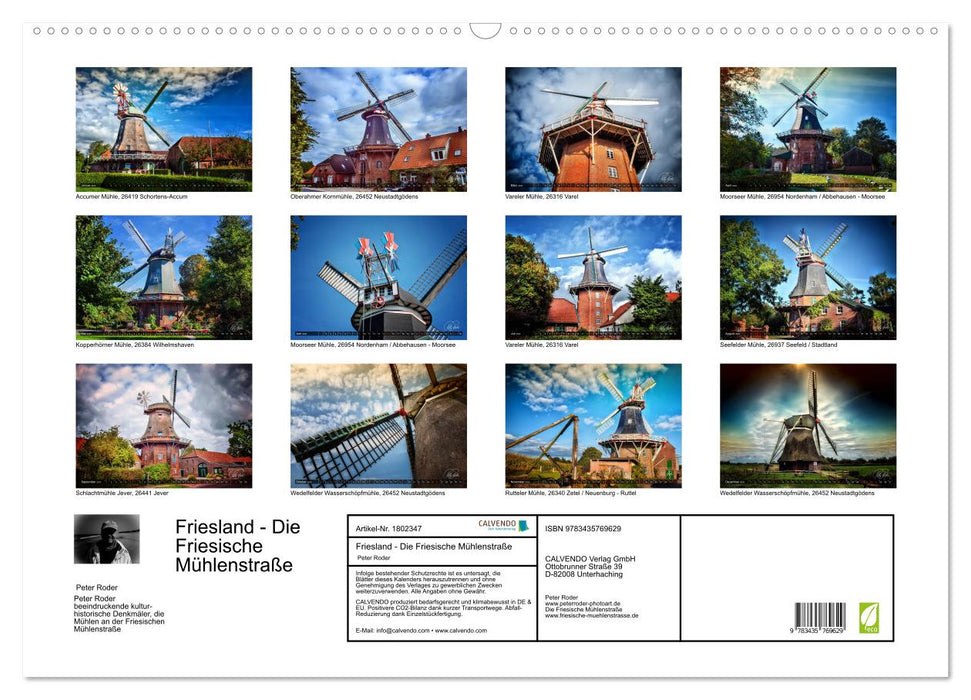 Friesland - Die Friesische Mühlenstraße (CALVENDO Wandkalender 2025)