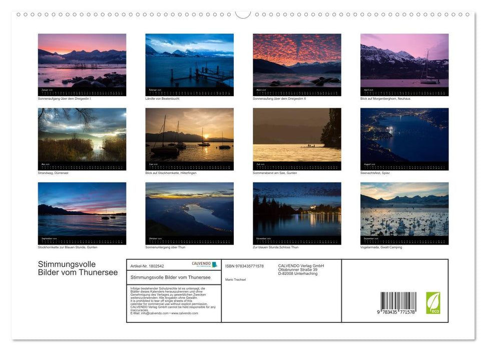 Stimmungsvolle Bilder vom Thunersee (CALVENDO Premium Wandkalender 2025)