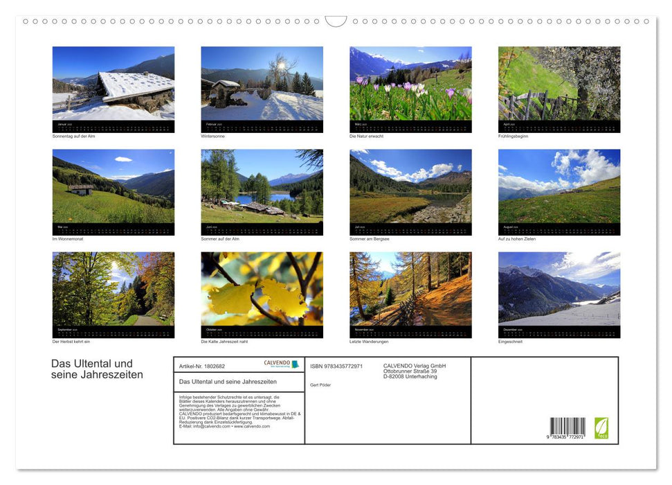 Das Ultental und seine Jahreszeiten (CALVENDO Wandkalender 2025)