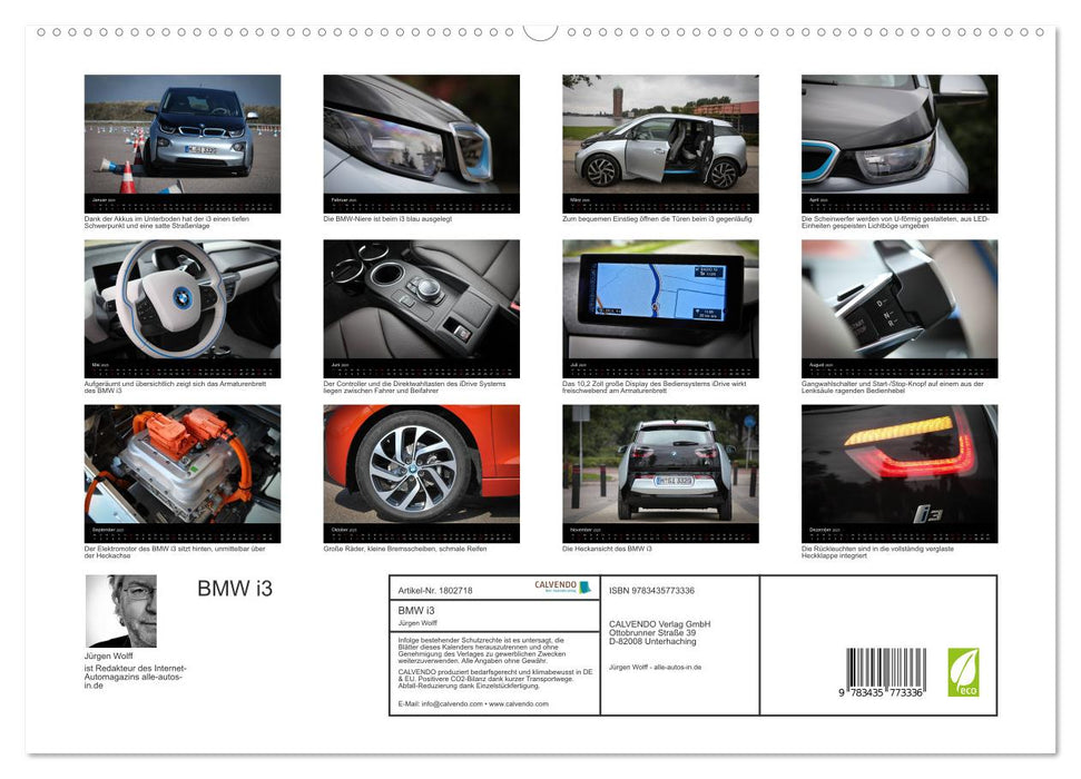 BMW i3 (CALVENDO Premium Wandkalender 2025)