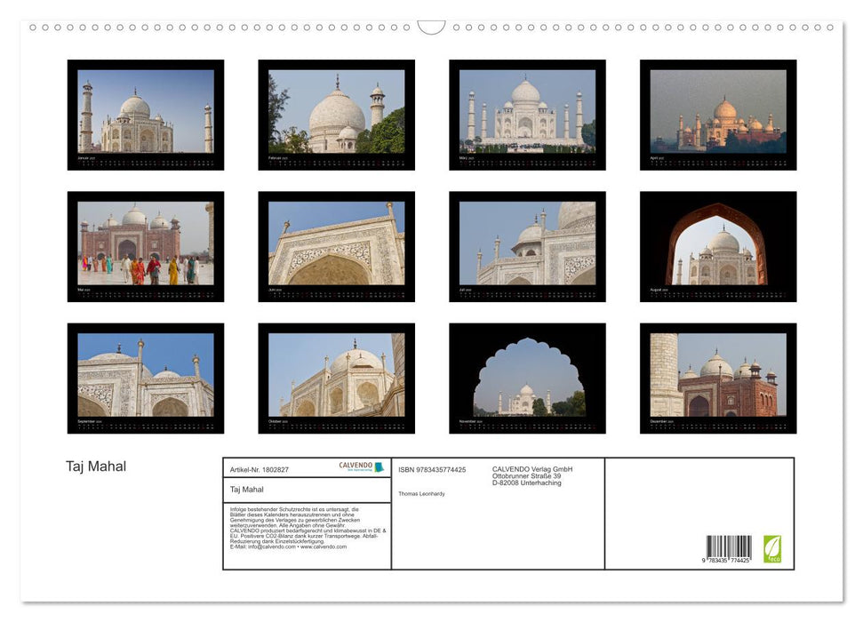 Taj Mahal (CALVENDO Wandkalender 2025)