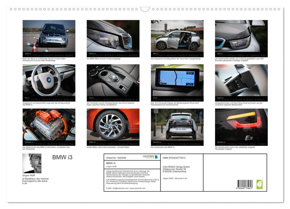 BMW i3 (CALVENDO Wandkalender 2025)