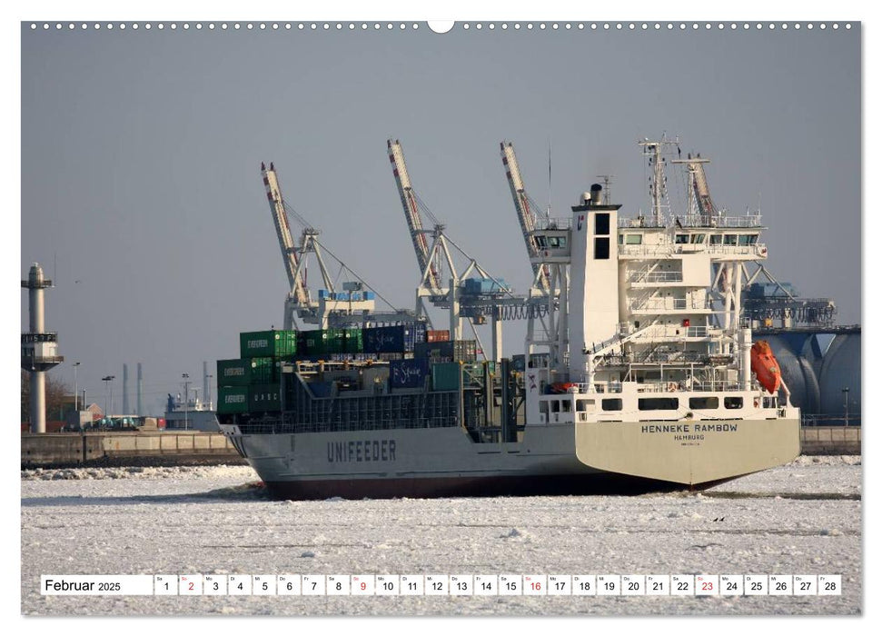 Dicke Pötte im Hafen und auf großer Fahrt (CALVENDO Premium Wandkalender 2025)