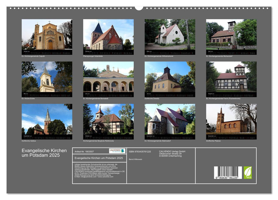 Evangelische Kirchen um Potsdam 2025 (CALVENDO Premium Wandkalender 2025)