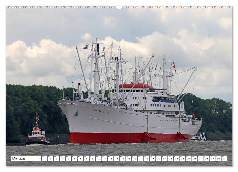 Dicke Pötte im Hafen und auf großer Fahrt (CALVENDO Wandkalender 2025)