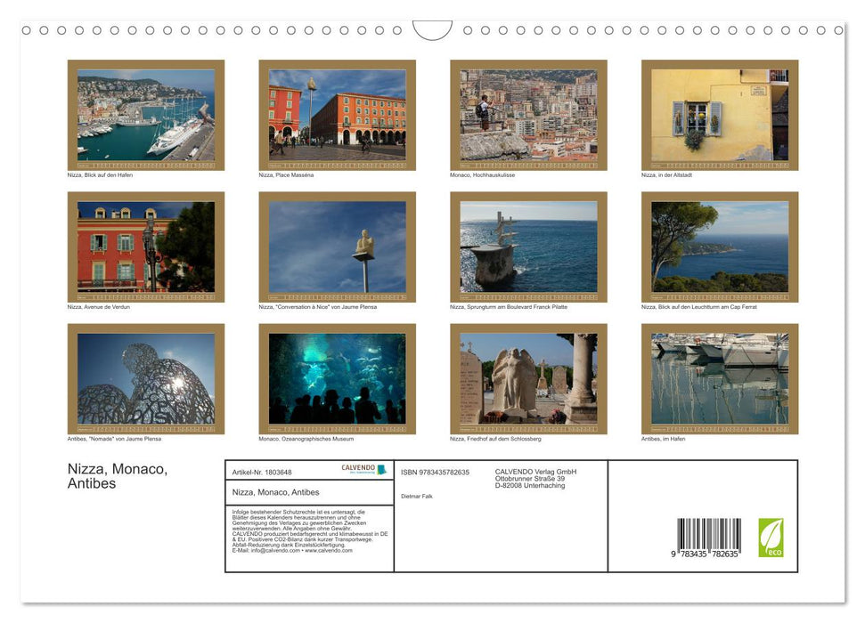 Nizza, Monaco, Antibes (CALVENDO Wandkalender 2025)