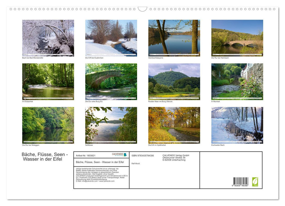 Bäche, Flüsse, Seen - Wasser in der Eifel (CALVENDO Wandkalender 2025)