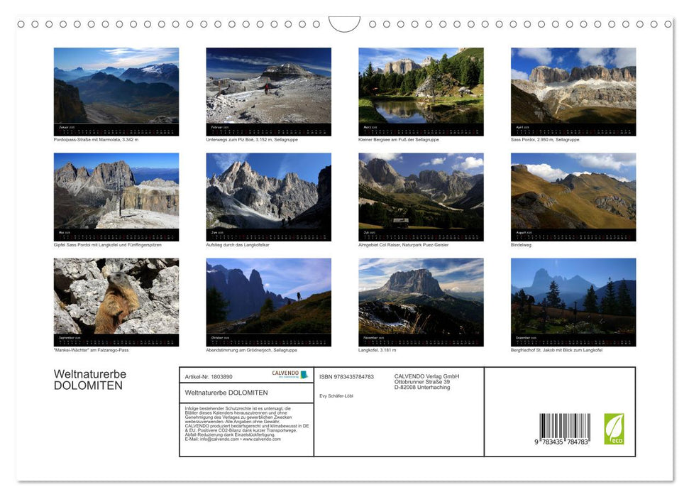 Weltnaturerbe DOLOMITEN (CALVENDO Wandkalender 2025)