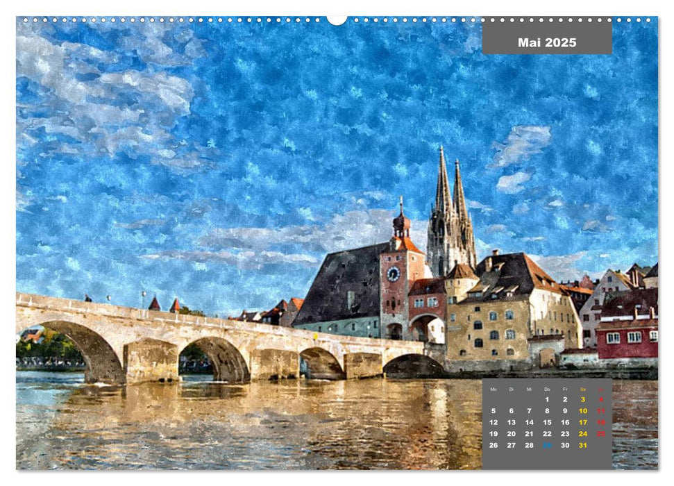 Heimatliches Bayern in Aquarell CH-Version (CALVENDO Premium Wandkalender 2025)