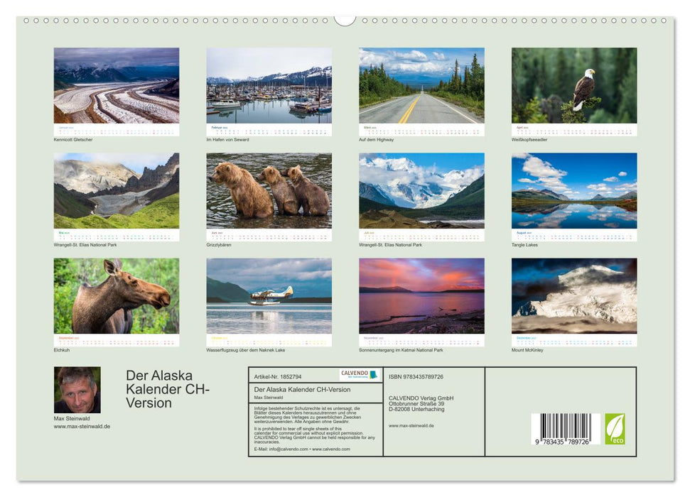 Der Alaska Kalender CH-Version (CALVENDO Premium Wandkalender 2025)