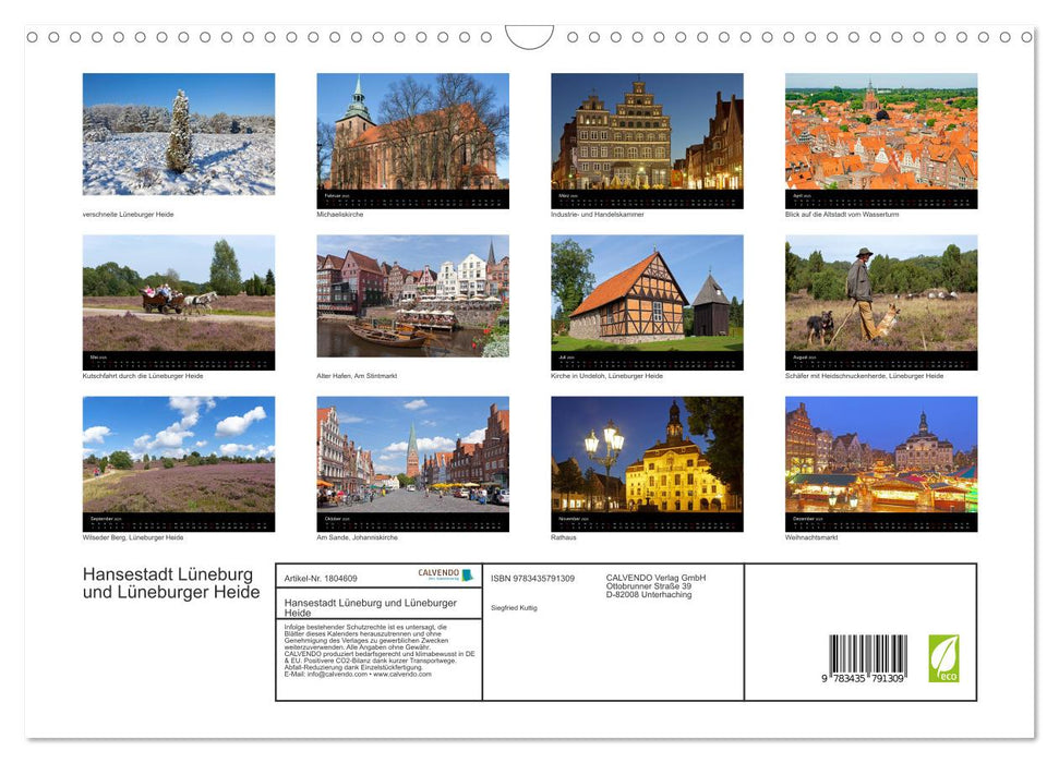 Hansestadt Lüneburg und Lüneburger Heide (CALVENDO Wandkalender 2025)