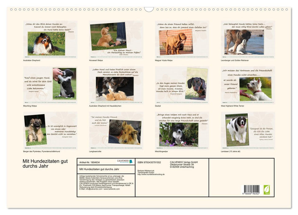 Mit Hundezitaten gut durchs Jahr (CALVENDO Wandkalender 2025)