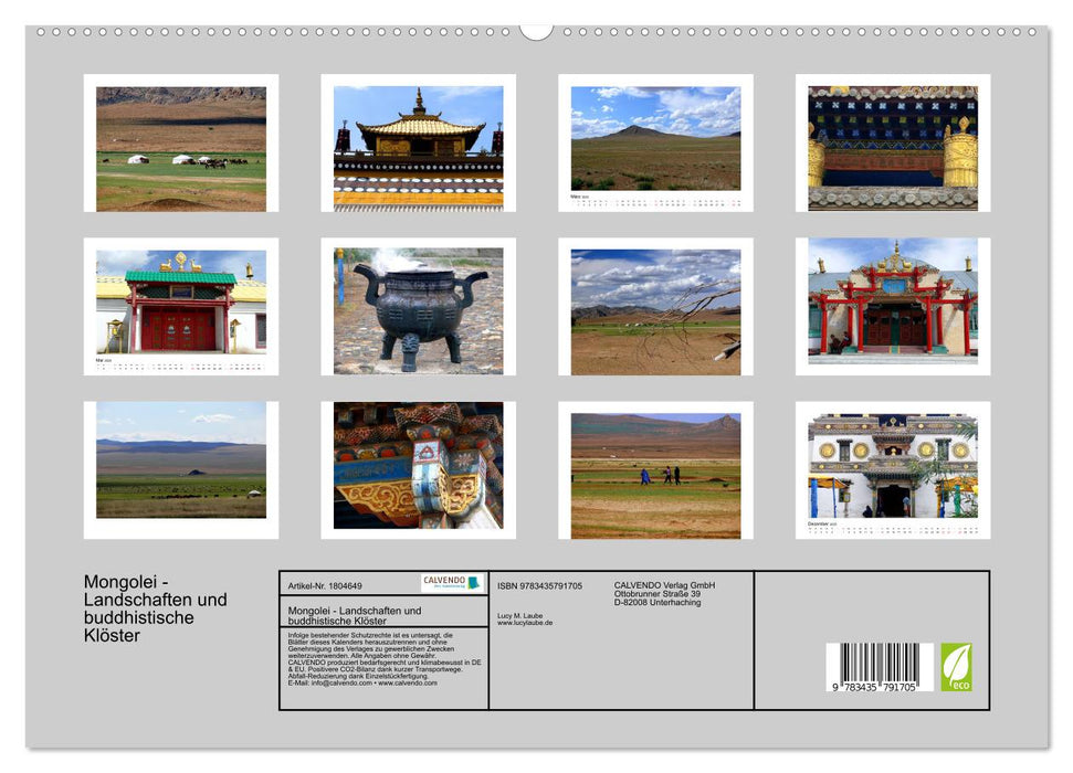 Mongolei - Landschaften und buddhistische Klöster (CALVENDO Premium Wandkalender 2025)