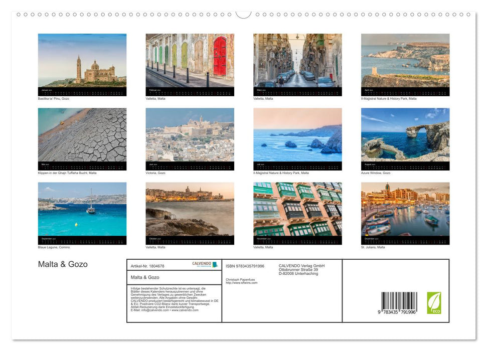 Malta & Gozo (CALVENDO Premium Wandkalender 2025)