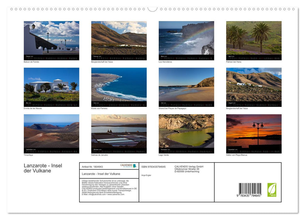 Lanzarote - Insel der Vulkane (CALVENDO Premium Wandkalender 2025)