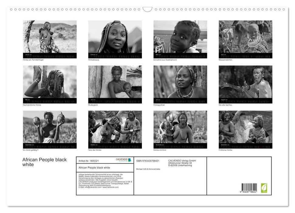 African People black white (CALVENDO Wandkalender 2025)