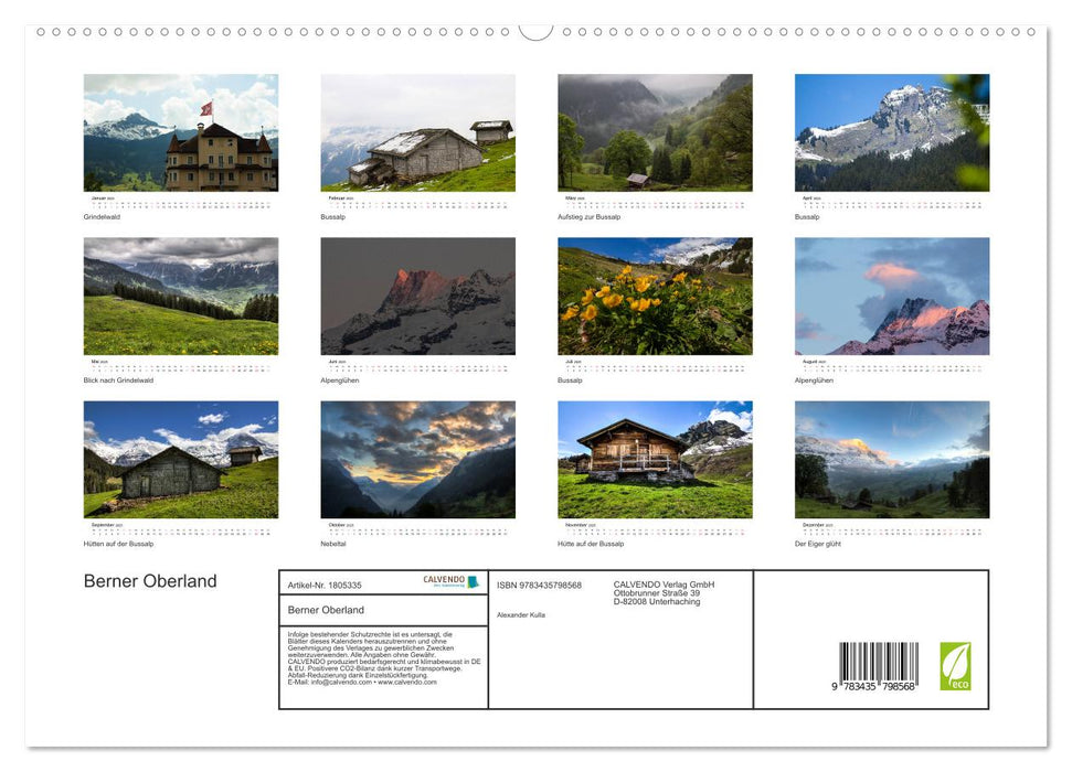 Berner Oberland (CALVENDO Premium Wandkalender 2025)