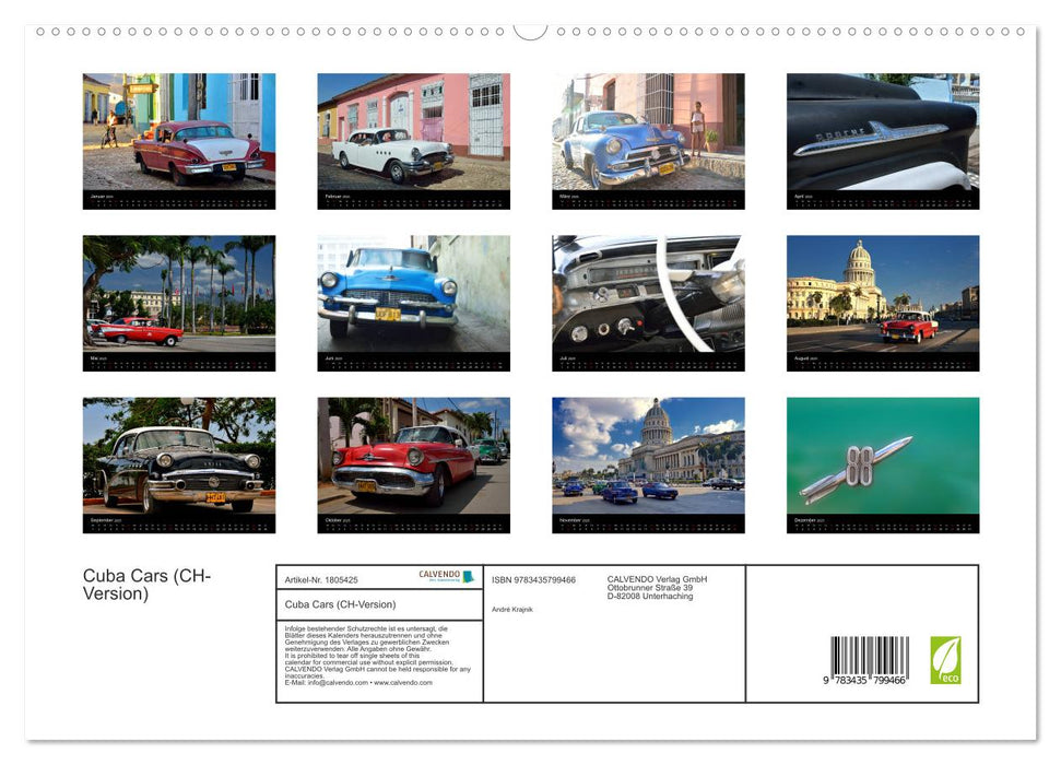 Cuba Cars (CH-Version) (CALVENDO Premium Wandkalender 2025)