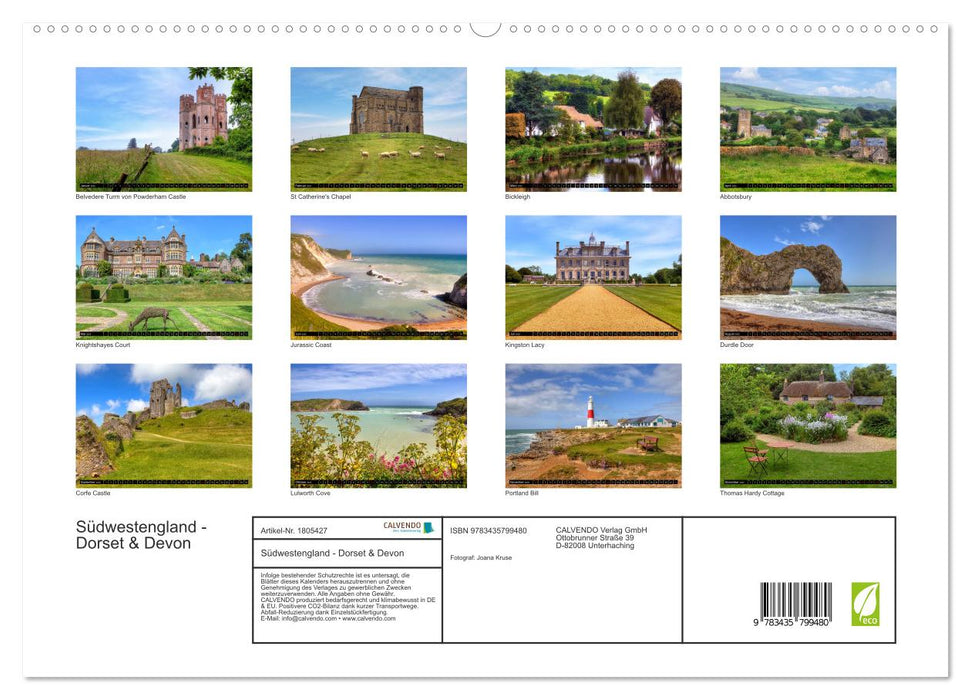 Südwestengland - Dorset & Devon (CALVENDO Premium Wandkalender 2025)