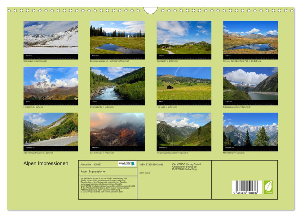 Alpen Impressionen (CALVENDO Wandkalender 2025)